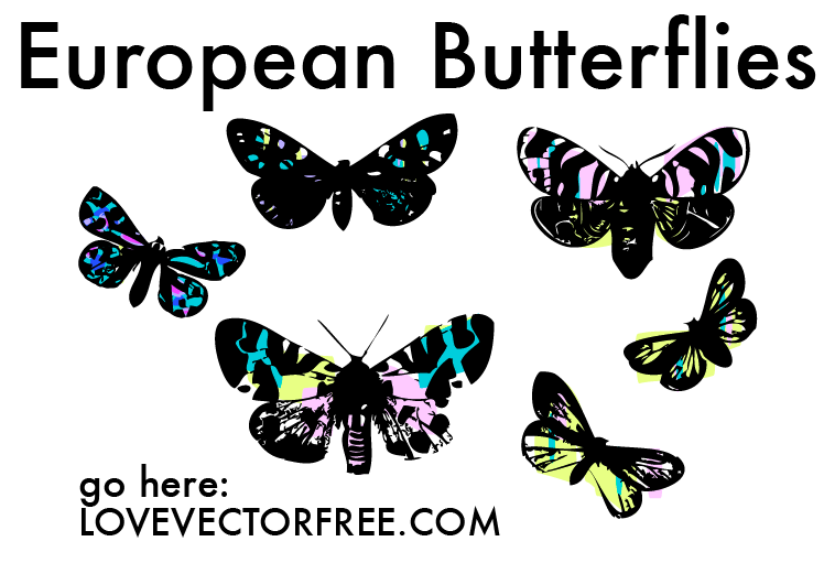 free vector Stained Glass Butterflies by LVF